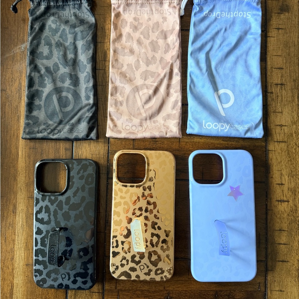 Loopy Case Leopard Print Phone Case Trio - Black, Brown, Blue
